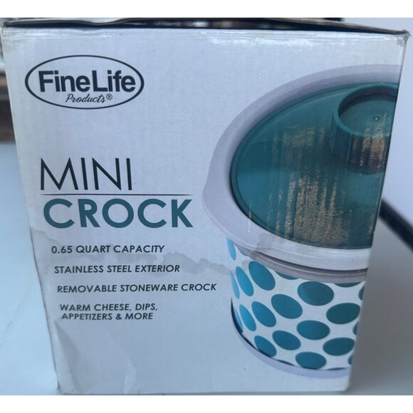 FineLife Auto Products Stainless Steel Mini Crockpot Stoneware 0.65 Quart (NIB) - Picture 3 of 16